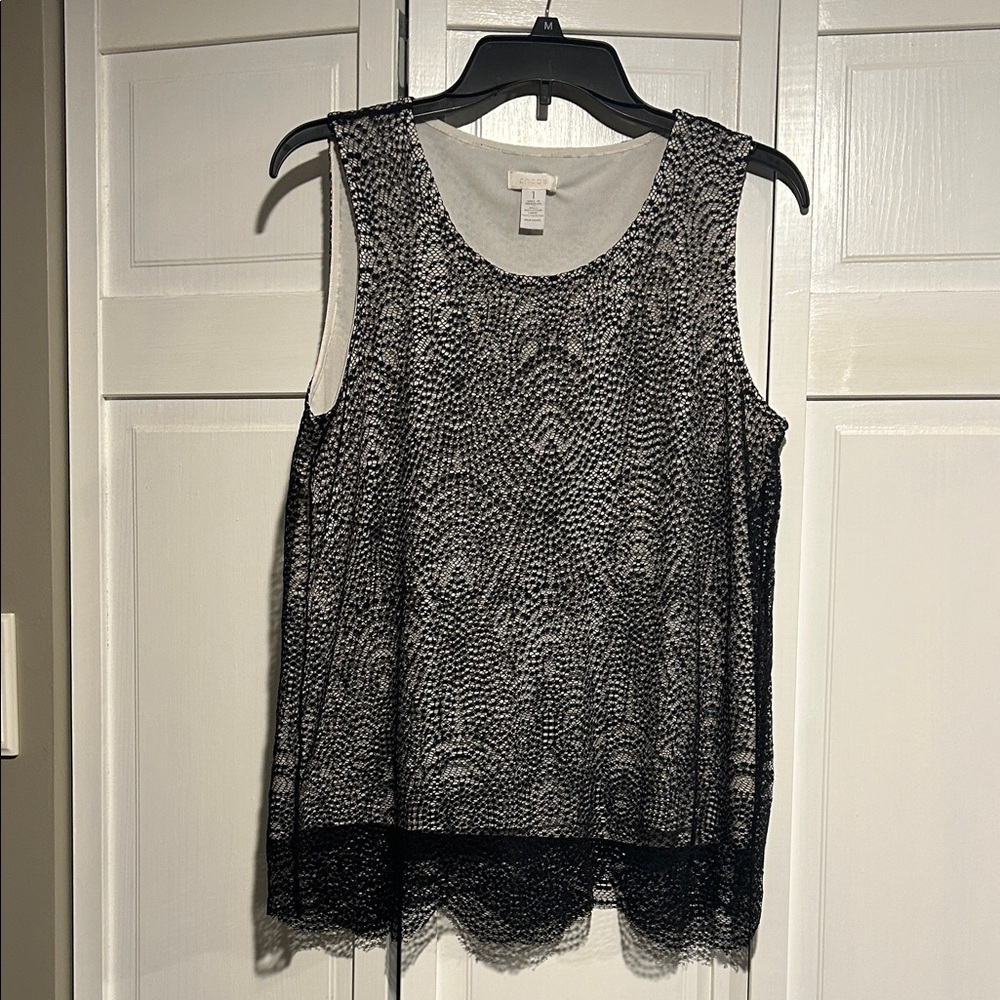 Chico's Black and White Lace Tank Top